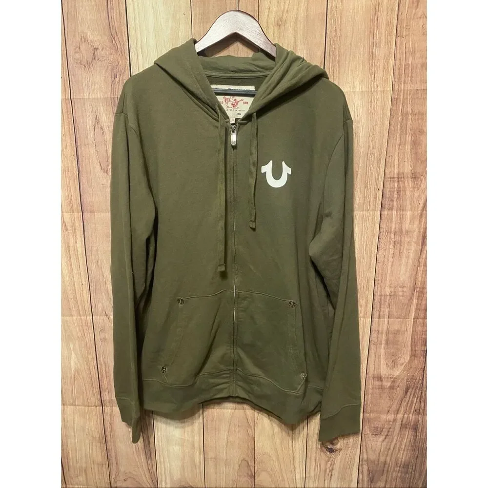 True Religion 3XL green zip up hoodie sweatshirt